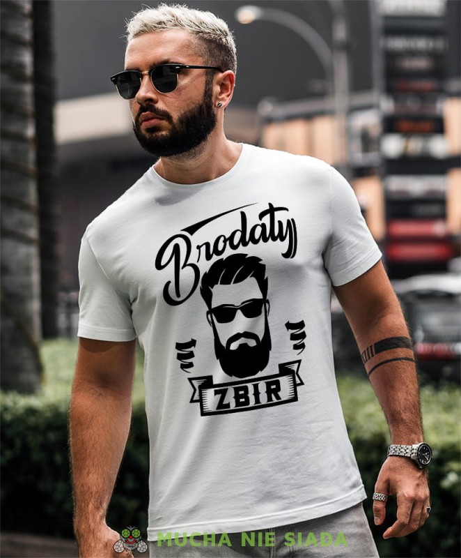 brodaty zbir biała męska koszulka prawdziwy mężczyzna hipster prezent.jpg