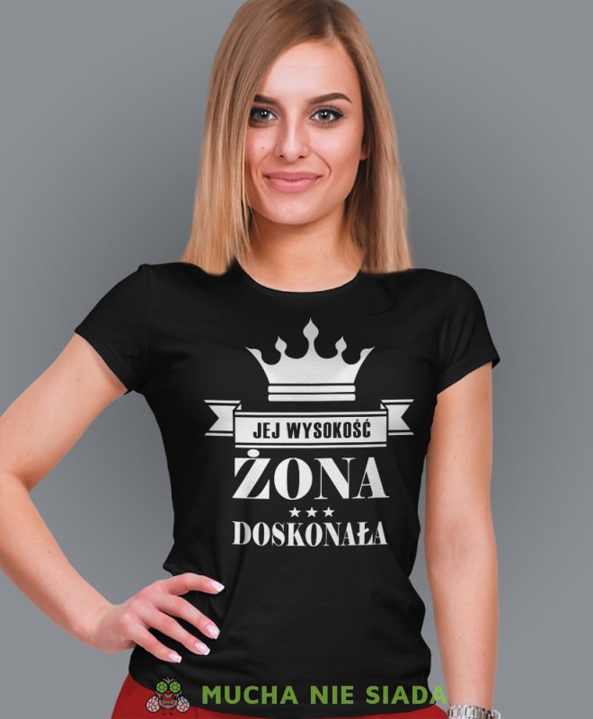 jej wysokość żona doskonała czarna damska koszulka dla żony z nadrukiem na prezent na urodziny.jpg