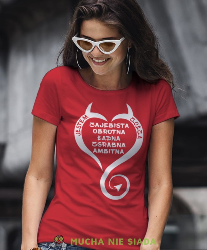 jestem zołza zajebista obrotna ładna zgabna ambitna czerwona damska koszulka z nadrukiem na prezent dla dziewczyny dla żony.jpg