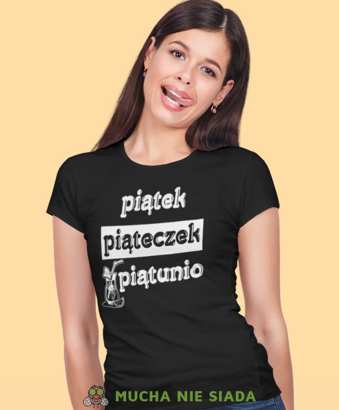 piątek piąteczek piątunio czarna koszulka z nadrukiem na prezent dla dziewczyny dla żony.jpg