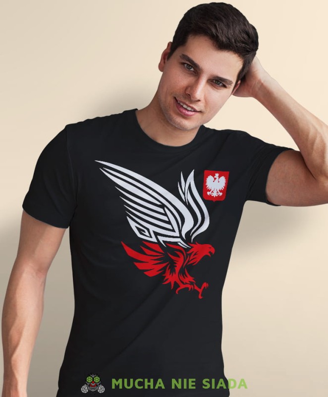 orzeł biało czerwony godło Polski, czarna męska koszulka z nadrukiem, koszulka patriotyczna, koszulki z grafiką patriotyczną, dla mężczyzny, dla chłopaka na prezent, koszulka Polska, koszulki Polska.jpg