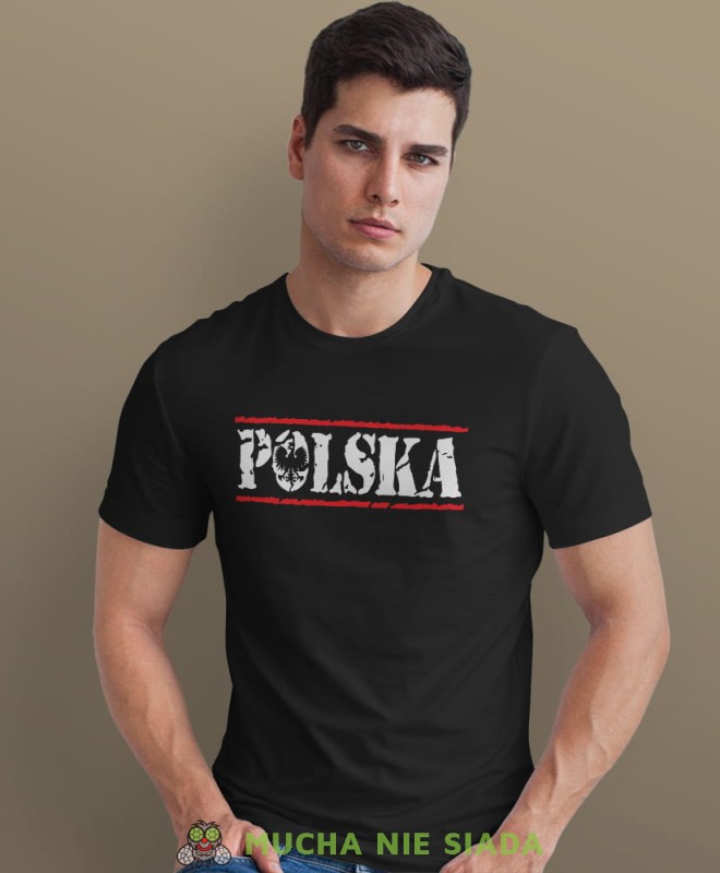 Polska , czarna męska koszulka z nadrukiem, koszulka patriotyczna, koszulki z grafiką patriotyczną, dla mężczyzny, dla chłopaka na prezent, koszulka Polska, koszulki Polska.jpg