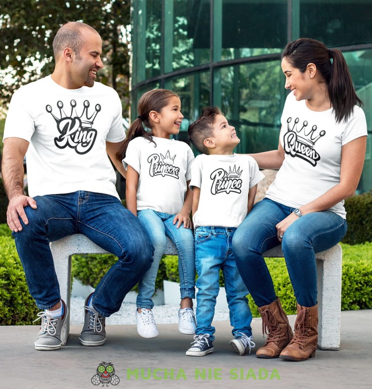 king, queen, prince, princess, białe koszulki rodzinne.jpg