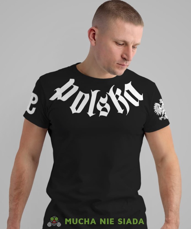 Polska, Orzeł Polski, Polska Walcząca, czarna męska koszulka z nadrukiem, koszulka patriotyczna, koszulki z grafiką patriotyczną, dla mężczyzny, dla chłopaka na prezent, koszulka Polska, koszulki Polska.jpg