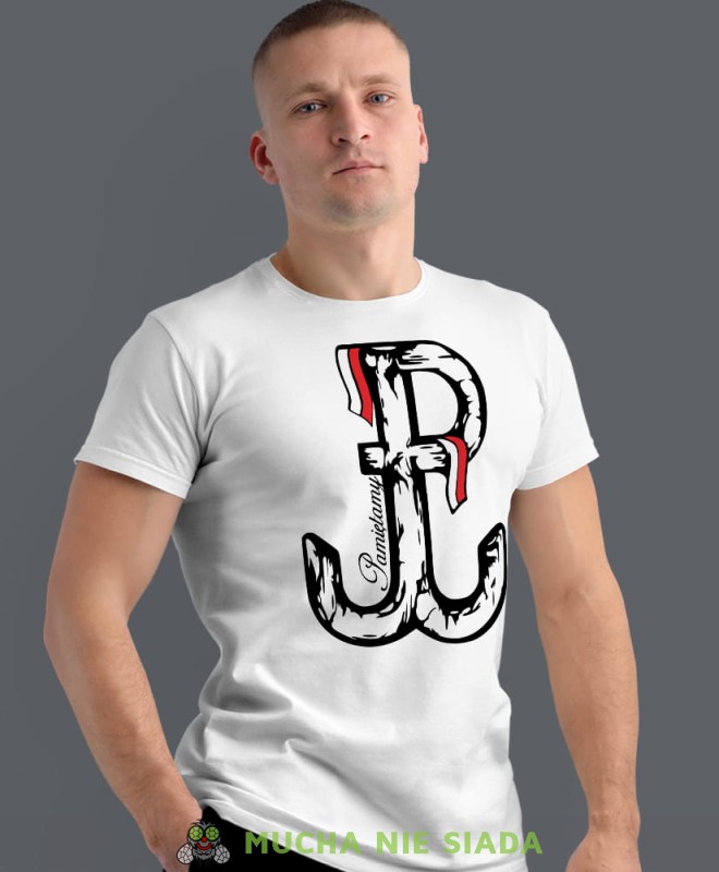 Pamiętamy, Polska Walcząca, biała męska koszulka z nadrukiem, koszulka patriotyczna, koszulki z grafiką patriotyczną, dla mężczyzny, dla chłopaka na prezent, koszulka Polska, koszulki Polska.jpg