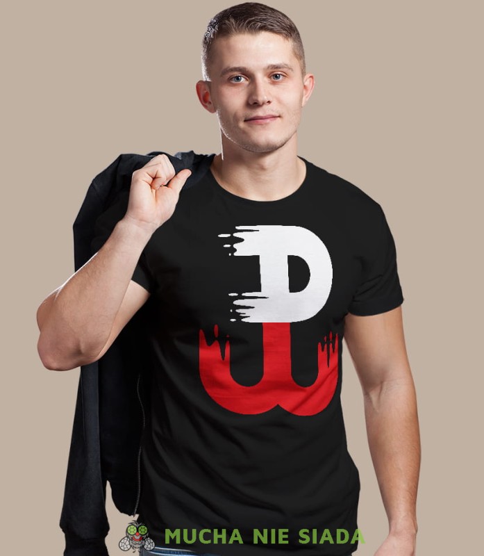 Polska Walcząca biało czerwona, czarna męska koszulka z nadrukiem, koszulka patriotyczna, koszulki z grafiką patriotyczną, dla mężczyzny, dla chłopaka na prezent, koszulka Polska, koszulki Polska.jpg