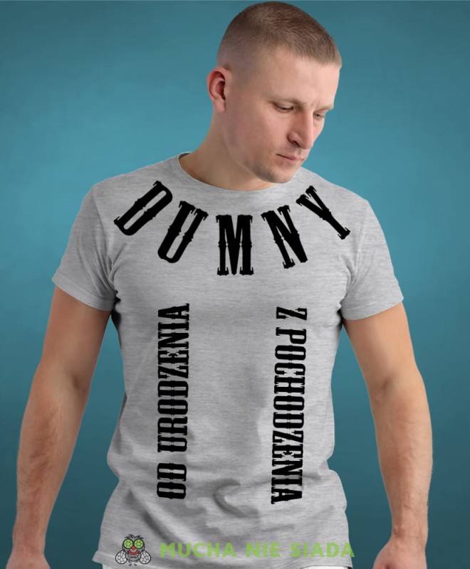 od urodzenia dumny  pochodzenia, szara męska koszulka z nadrukiem, koszulka patriotyczna, koszulki z grafiką patriotyczną, dla mężczyzny, dla chłopaka na prezent, koszulka Polska, koszulki Polska.jpg