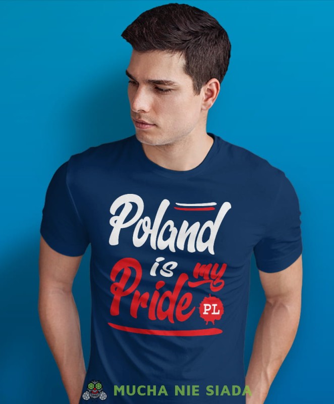 Poland is my pride, PL, granatowa męska koszulka z nadrukiem, koszulka patriotyczna, koszulki z grafiką patriotyczną, dla mężczyzny, dla chłopaka na prezent, koszulka Polska, koszulki Polska.jpg