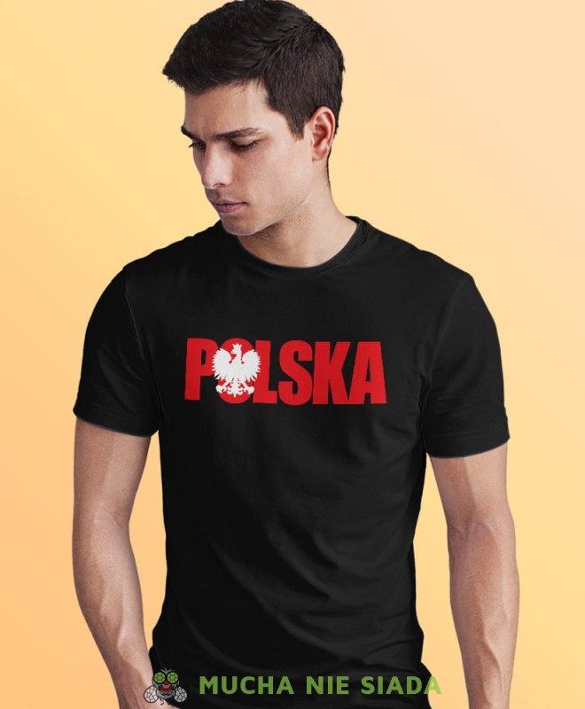 Polska Orzeł Polski, czarna męska koszulka z nadrukiem, koszulka patriotyczna, koszulki z grafiką patriotyczną, dla mężczyzny, dla chłopaka na prezent, koszulka Polska, koszulki Polska.jpg