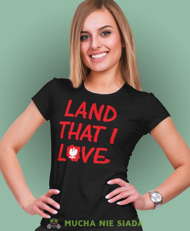 land that i love czarna damska koszulka patriotyczna, patriotka, koszulka dla niej, dla dziewczyny, koszulka na prezent.jpg