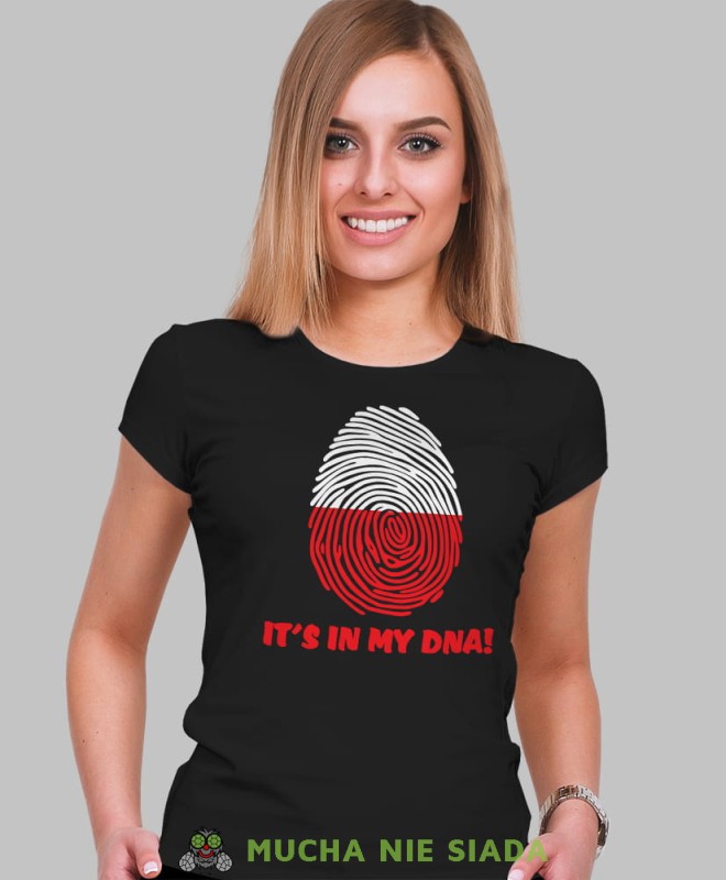 it's in my DNA czarna damska koszulka patriotyczna, patriotka, koszulka dla niej, dla dziewczyny, koszulka na prezent.jpg