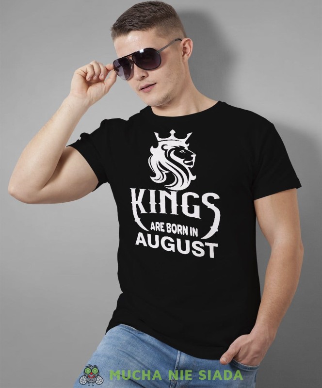 Kings are born in męska koszulka urodzinowa czarna