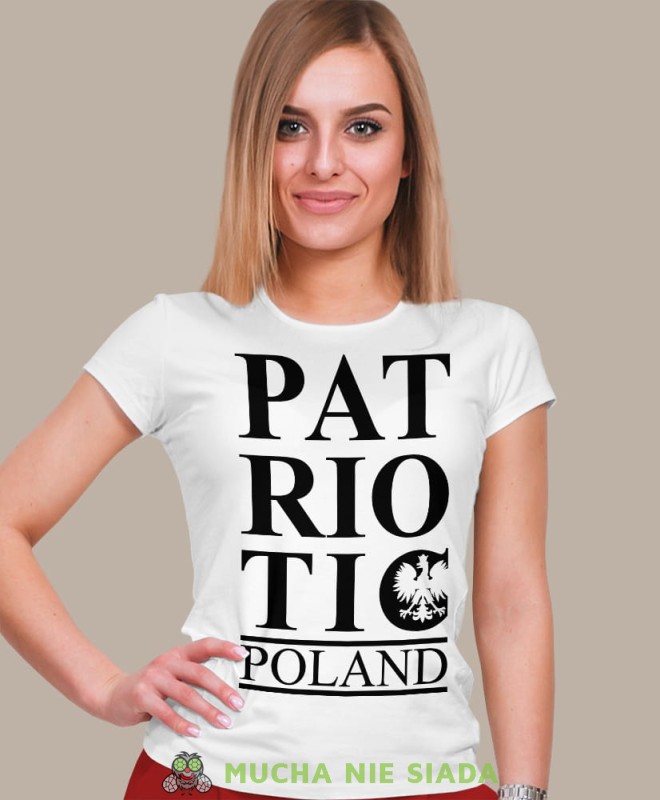 patriotic Orzeł Polski Poland biała damska koszulka patriotyczna, patriotka, koszulka dla niej, dla dziewczyny, koszulka na prezent.jpg