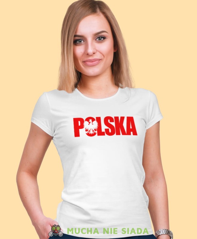 Polska biała damska koszulka patriotyczna, patriotka, koszulka dla niej, dla dziewczyny, koszulka na prezent.jpg