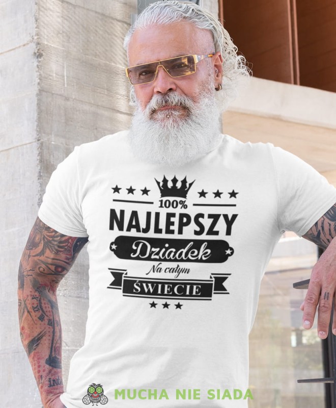 najlepszy dziadek na całym świecie biała koszulka męska dla dziadka, na urodziny, na dzień dziadka, na prezent.jpg