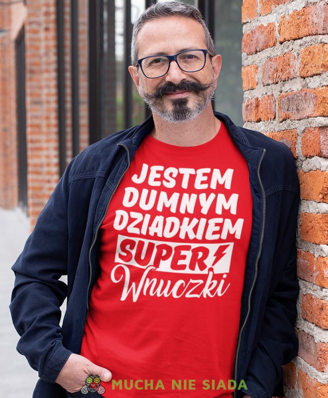 jestem dumnym dziadkiem super wnuczki czerwona koszulka męska dla dziadka, na urodziny, na dzień dziadka, na prezent.jpg