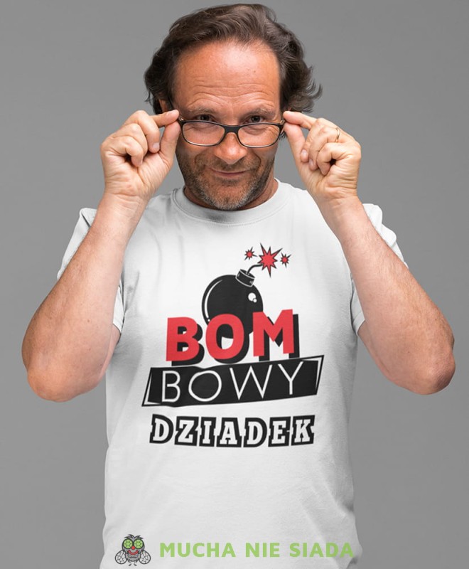 bombowy dziadek biała koszulka męska dla dziadka, na urodziny, na dzień dziadka, na prezent.jpg