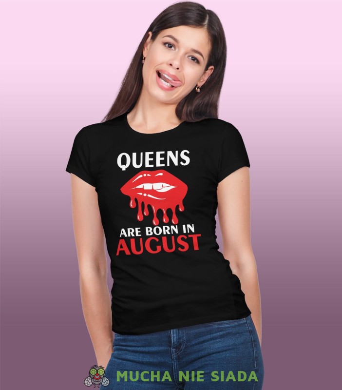 Queens are born damska koszulka urodzinowa czarna