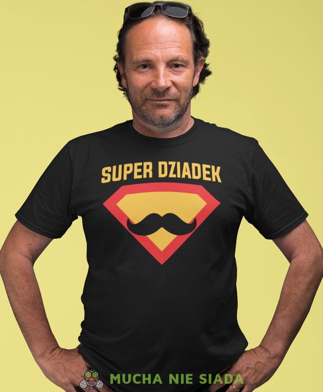 super dziadek czarna koszulka męska dla dziadka, na urodziny, na dzień dziadka, na prezent.jpg