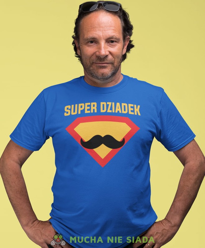 super dziadek niebieska koszulka męska dla dziadka, na urodziny, na dzień dziadka, na prezent.jpg