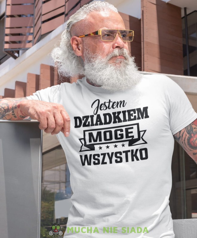 jestem dziadkiem mogę wszystko biała koszulka męska dla dziadka, na urodziny, na dzień dziadka, na prezent.jpg