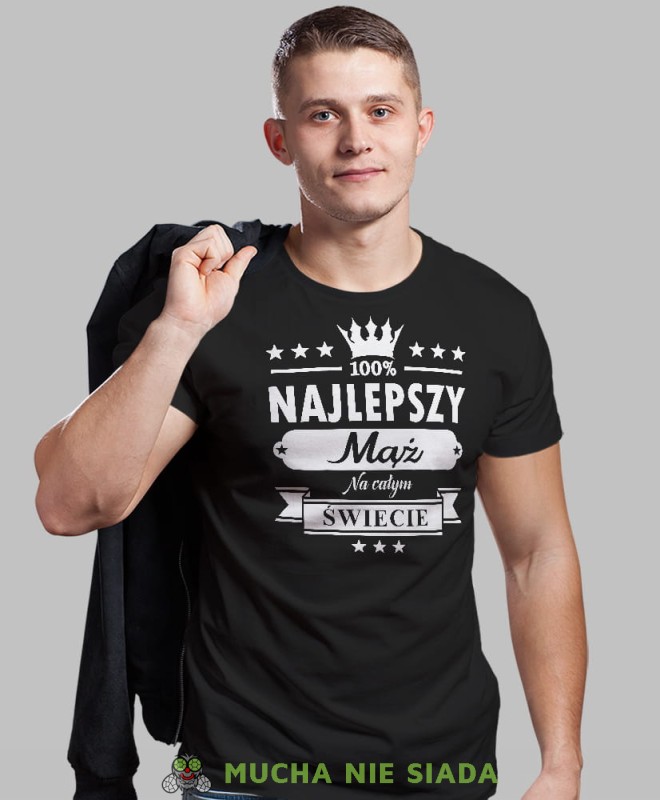 najlepszy mąż na całym świecie czarna męska koszulka z nadrukiem dla męża, na co dzień, na prezent, fajna koszulka.jpg