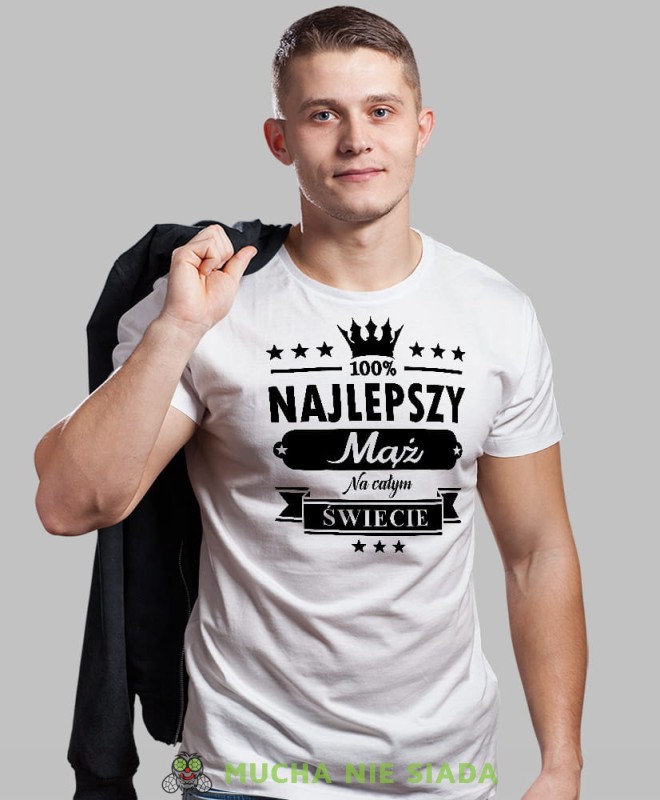 najlepszy mąż na całym świecie biała męska koszulka z nadrukiem dla męża, na co dzień, na prezent, fajna koszulka.jpg