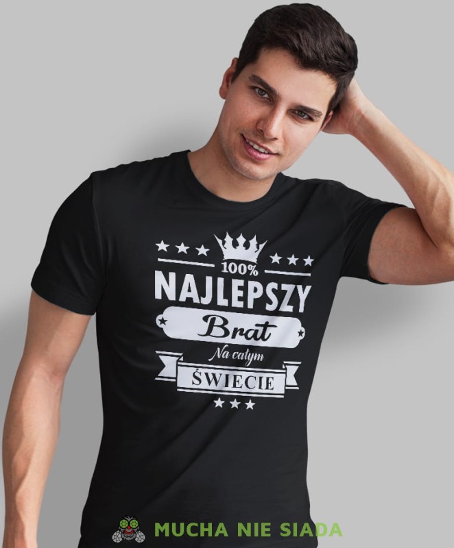 najlepszy brat na całym świecie, czarna męska koszulka dla brata, koszulka z nadrukiem, na prezent, na urodziny.jpg