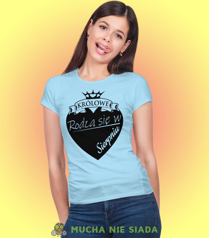Królowe rodzą sie w... Koszulka urodzinowa jasnoniebieska