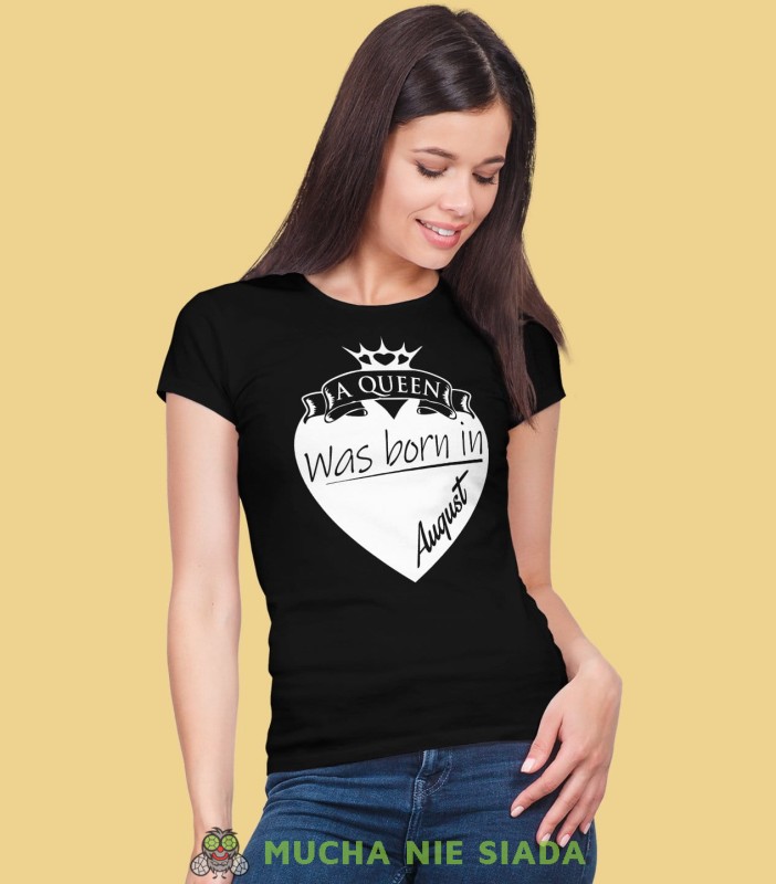 A Queen was born in... Koszulka urodzinowa czarna