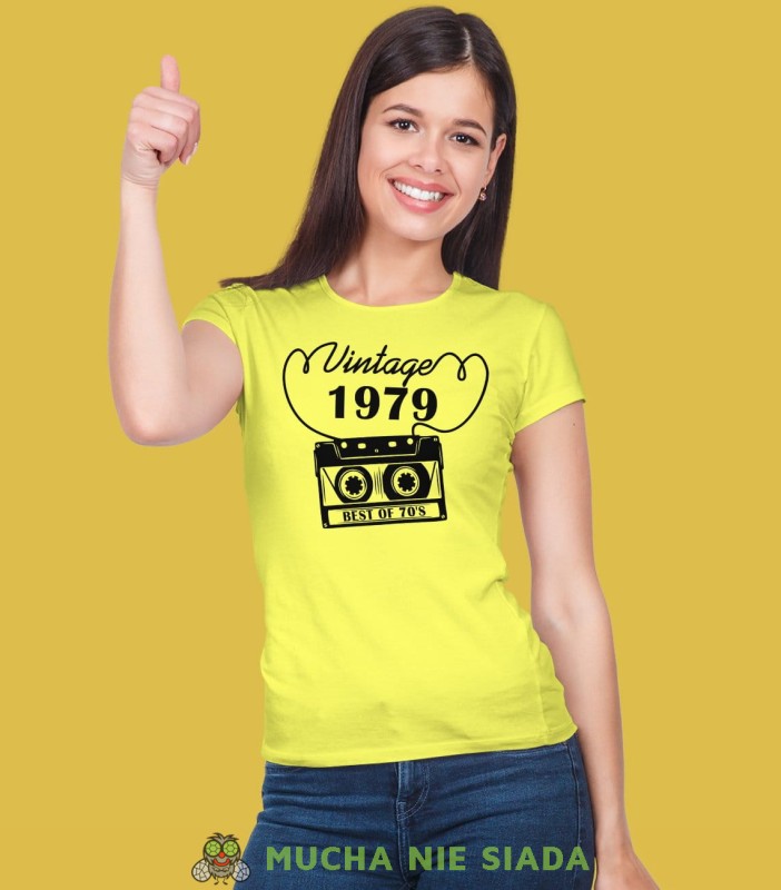 Vintage Kaseta magnetofonowa Koszulka urodzinowa żółta