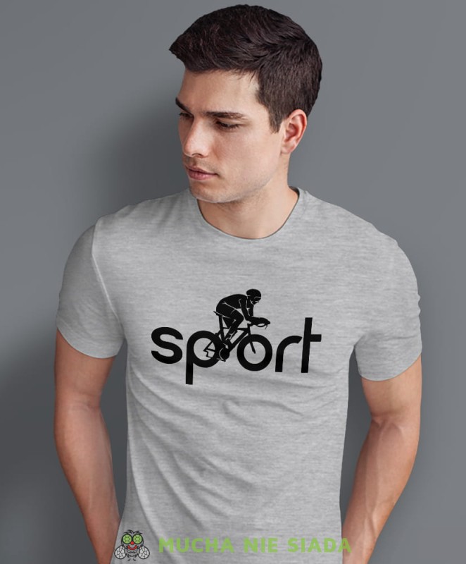 rowerzysta sport, szara męska koszulka rowerowa z nadrukiem, na rower, na co dzień, na prezent, fajna koszulka dla chłopaka, rower, rowerzysta.jpg