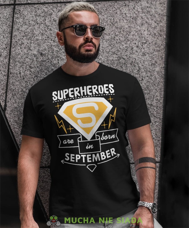 superheroes are born in... czarna męska koszulka urodzinowa, na urodziny, na prezent.jpg