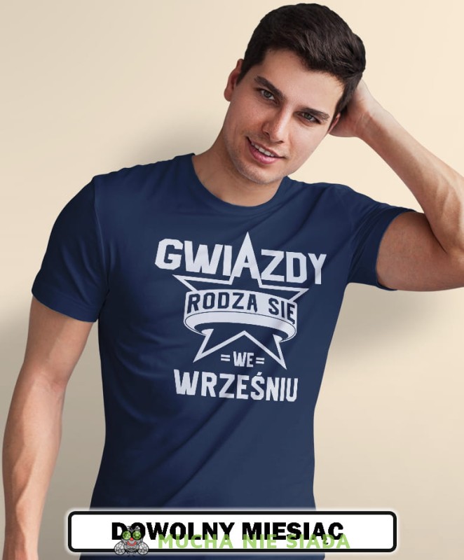 gwiazdy rodzą się... granatowa męska koszulka urodzinowa, na urodziny, na prezent 1.jpg