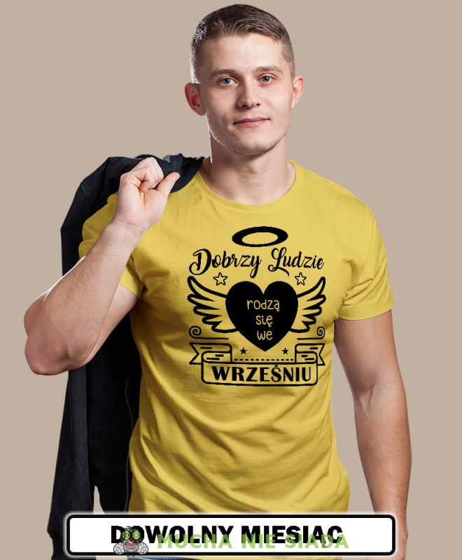 dobrzy ludzie rodzą się... żółta męska koszulka urodzinowa, na urodziny, na prezent 1.jpg