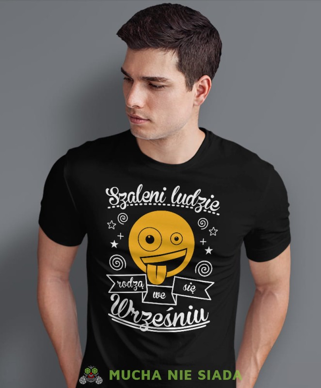 szaleni ludzie rodzą się... czarna męska koszulka urodzinowa, na urodziny, na prezent.jpg