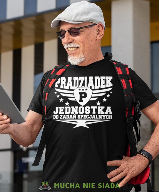 pradziadek jednostka do zadań specjalnych, czarna koszulka męska dla pradziadka, na urodziny, na prezent.jpg