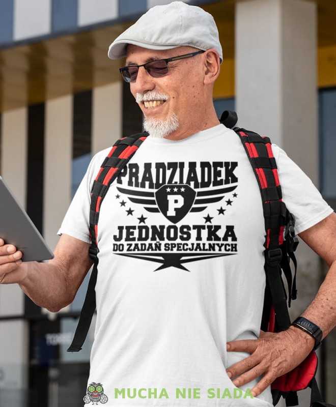 pradziadek jednostka do zadań specjalnych, biała koszulka męska dla pradziadka, na urodziny, na prezent.jpg