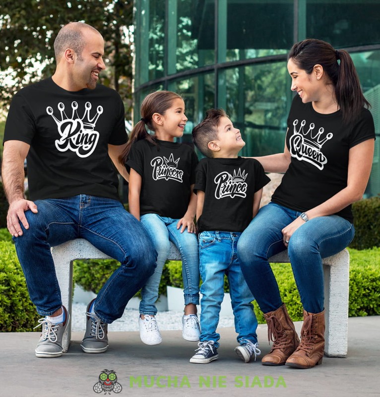 king, queen, prince, princess, czarne koszulki rodzinne.jpg