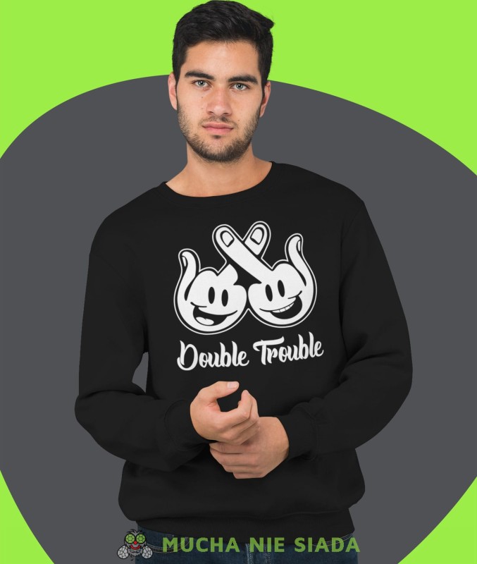 double trouble, czarna męska bluza bez kaptura, fajna bluza, na prezent, mucha nie siada-min.jpg