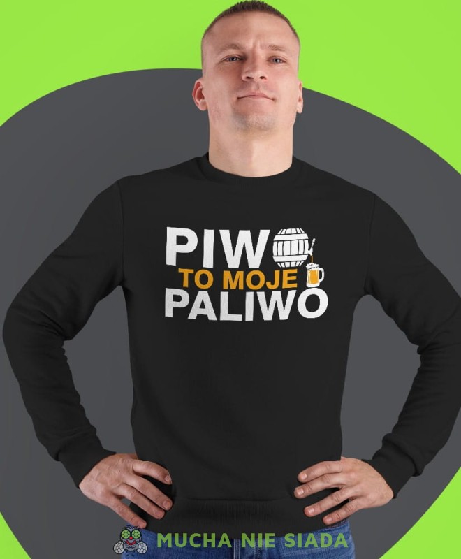 piwo to moje paliwo, czarna męska bluza bez kaptura, fajna bluza, na prezent, mucha nie siada-min.jpg