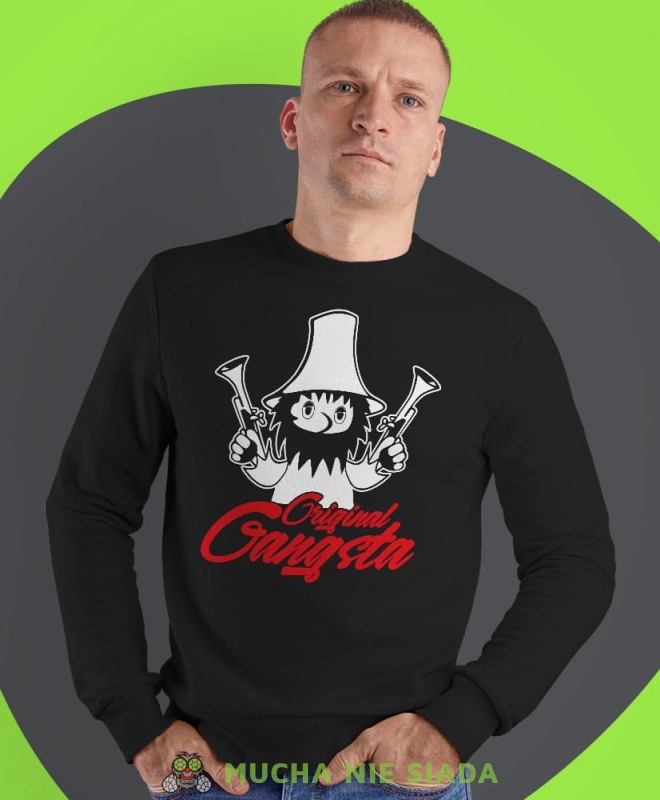 rumcajs original gangsta, czarna męska bluza bez kaptura, fajna bluza, na prezent, mucha nie siada-min.jpg