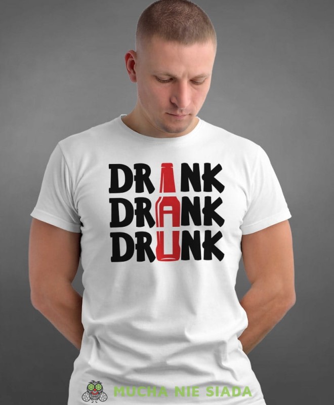 drink dank drunk, biała męska koszulka z nadrukiem na co dzień, na prezent, fajna koszulka, dla chłopaka, dla męża, dla kolegi, mucha nie siada-min.jpg