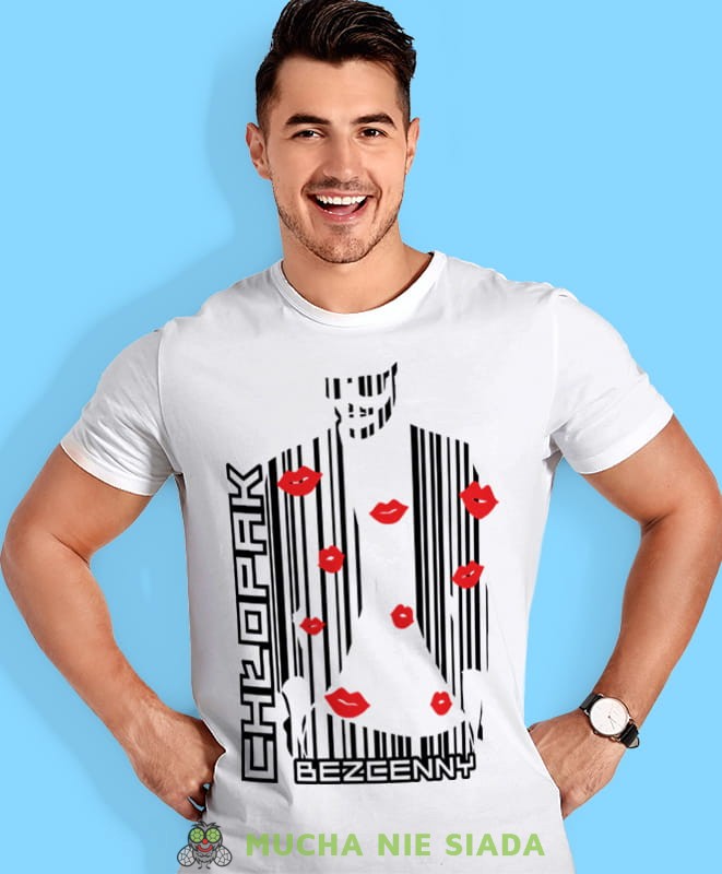 chłopak bezcenny, biała męska koszulka dla chłopaka, koszulka z nadrukiem, na prezent, na urodziny, mucha nie siada.jpg