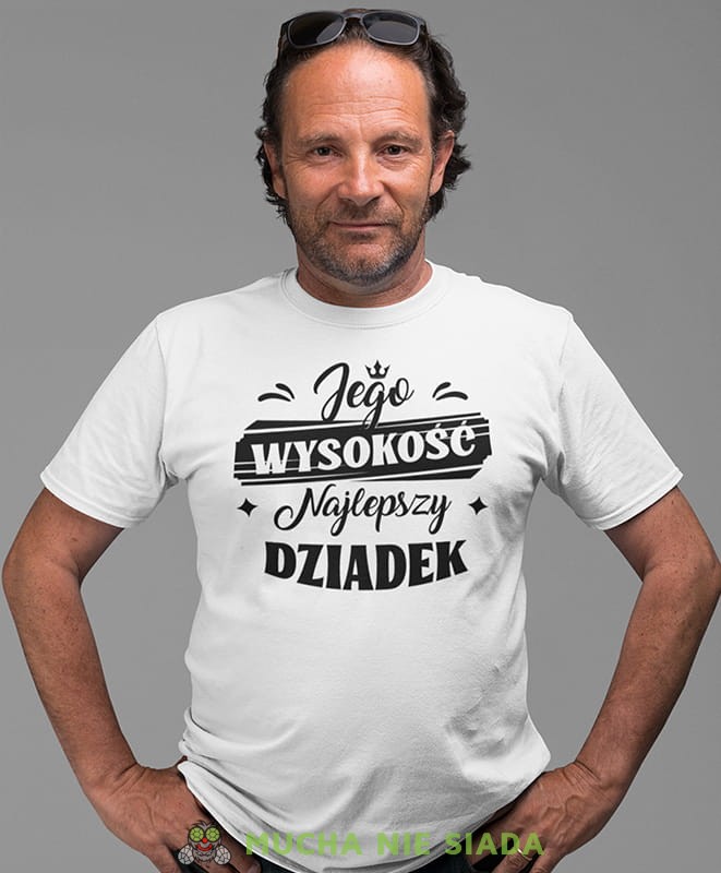 jego wysokość najlepszy dziadek, biała koszulka męska dla dziadka, na urodziny, na dzień dziadka, na prezent.jpg