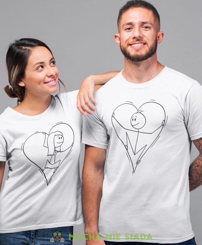 para w sercu, białe koszulki dla par, dla męża, dla żony, walentynki, fajne koszulki, t-shirty dla par, dla chłopaka, dla dziewczyny, prezent dla narzeczonego, prezent dla narzeczonej, mucha nie siada.jpg