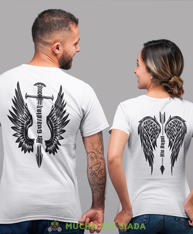 her guardian his angel, białe koszulki dla par, dla męża, dla żony, walentynki, fajne koszulki, t-shirty dla par, dla chłopaka, dla dziewczyny, prezent dla narzeczonego, prezent dla narzeczonej, mucha nie siada.jpg