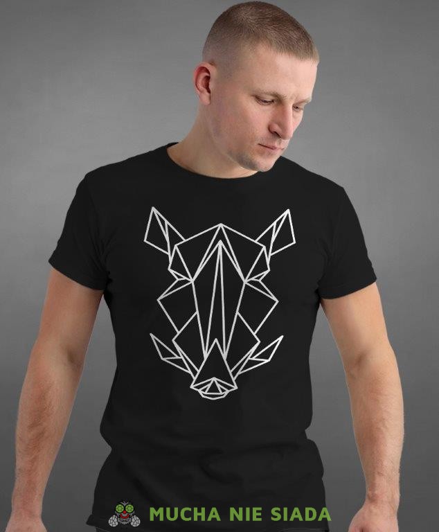 dzik geometryczny, czarna koszulka na siłownię, męska koszulka, koszulka sportowa, na sport, gym, na siłownię.jpg