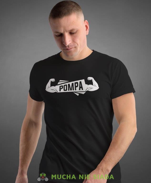 pompa, czarna koszulka na siłownię, męska koszulka, koszulka sportowa, na sport, gym, na siłownię.jpg