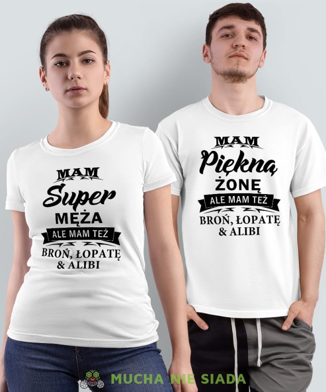 mam super męża mam piękną żonę, białe koszulki dla par, dla męża, dla żony, walentynki, fajne koszulki, t-shirty dla par, mucha nie siada, mns.jpg